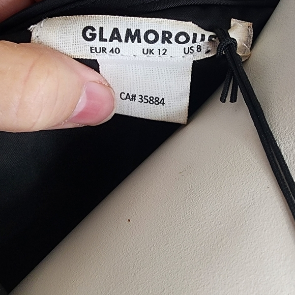 NWT Glamorous Black Satin Feather Wrap Mini Dress Medium | Night Out Luxe - Picture 5 of 7